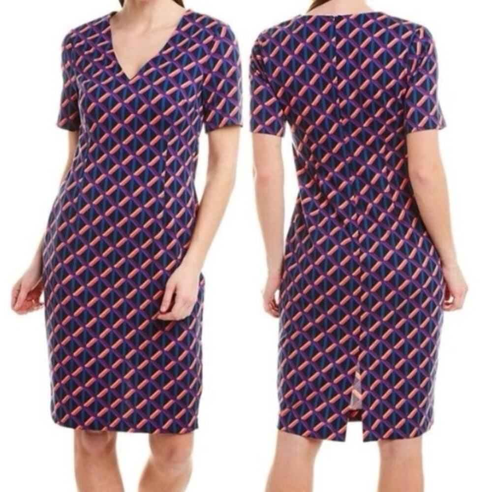 Trina Turk Museo Dress Colorful Geometric Printed Knee Length Women’s Size 6